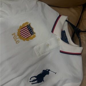 Ralph Lauren Classic White Polo with Red and Navy Accents